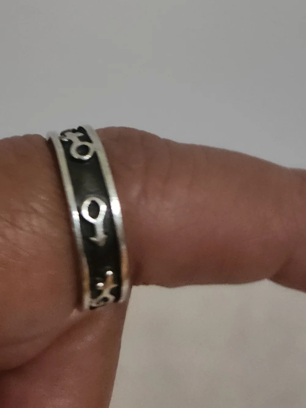 925 Sterling Silver Vintage Mexico Gender Symbols Band Ring Size 6. 25